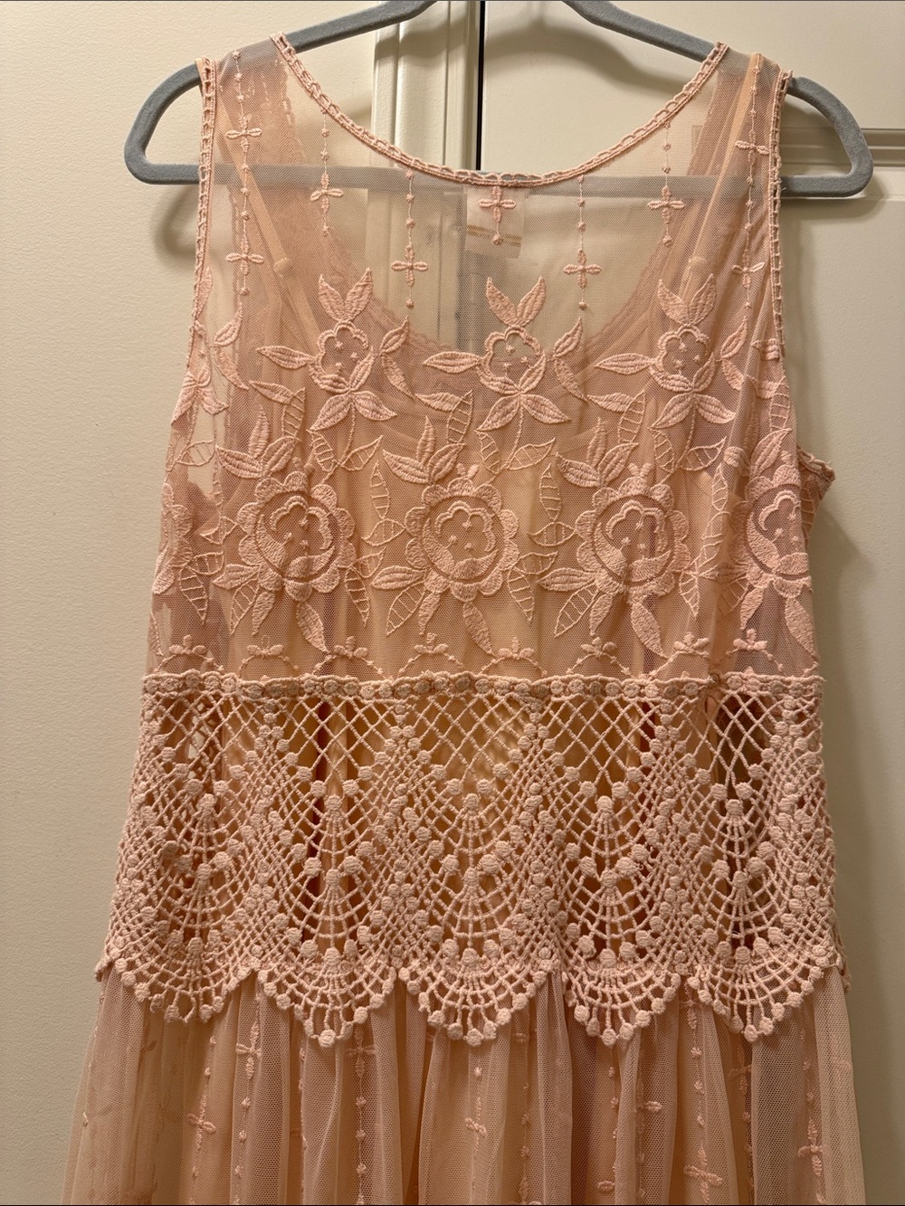Sundance Blush Peach Lace Midi Dress - Picture 7 of 7